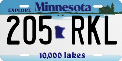 MN license plate 205RKL