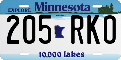 MN license plate 205RKO