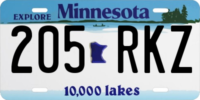 MN license plate 205RKZ