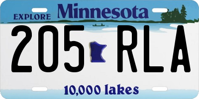 MN license plate 205RLA
