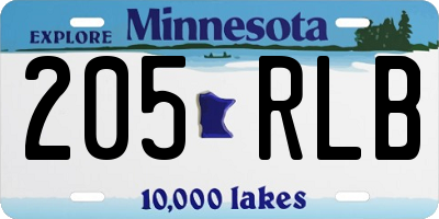 MN license plate 205RLB