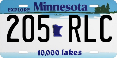 MN license plate 205RLC