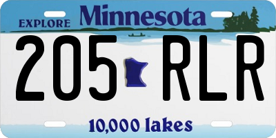 MN license plate 205RLR
