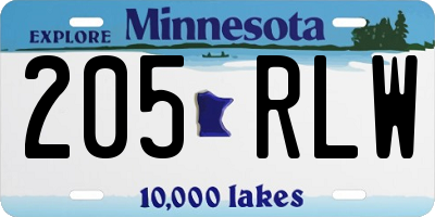 MN license plate 205RLW