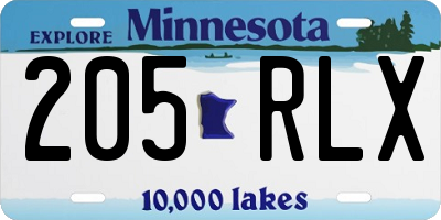 MN license plate 205RLX