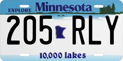 MN license plate 205RLY
