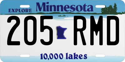 MN license plate 205RMD