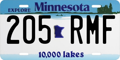 MN license plate 205RMF