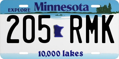MN license plate 205RMK