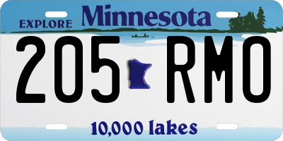 MN license plate 205RMO
