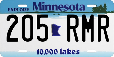 MN license plate 205RMR