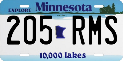 MN license plate 205RMS