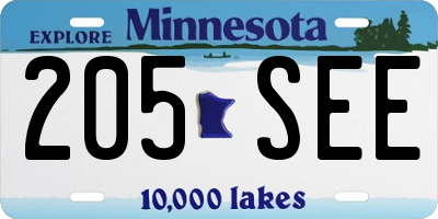 MN license plate 205SEE