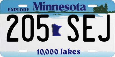 MN license plate 205SEJ