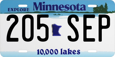 MN license plate 205SEP