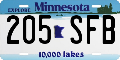 MN license plate 205SFB