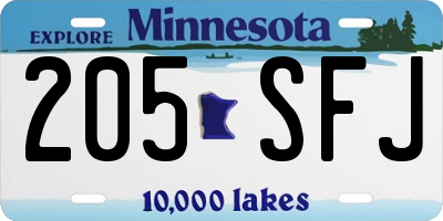 MN license plate 205SFJ