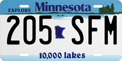 MN license plate 205SFM