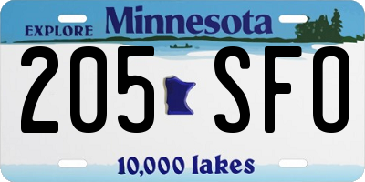 MN license plate 205SFO
