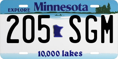 MN license plate 205SGM