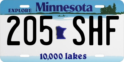 MN license plate 205SHF