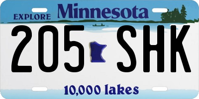 MN license plate 205SHK