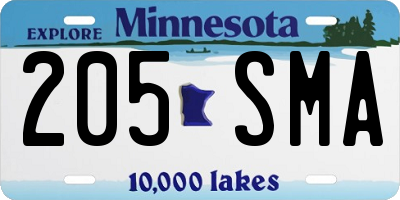 MN license plate 205SMA