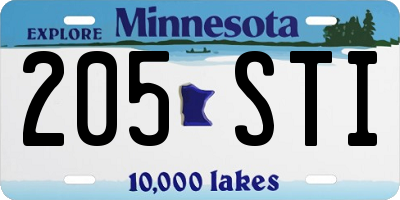 MN license plate 205STI