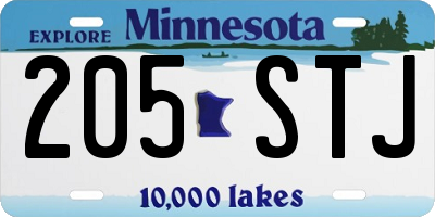 MN license plate 205STJ