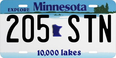 MN license plate 205STN