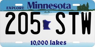 MN license plate 205STW