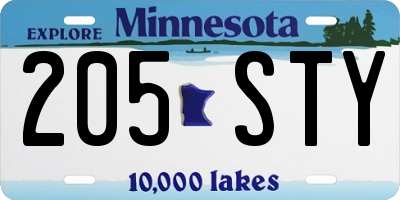 MN license plate 205STY