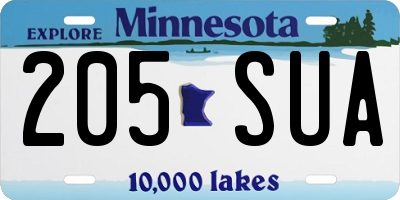 MN license plate 205SUA