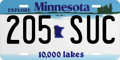 MN license plate 205SUC