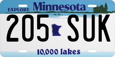 MN license plate 205SUK