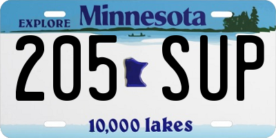 MN license plate 205SUP