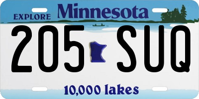 MN license plate 205SUQ