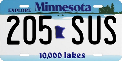 MN license plate 205SUS