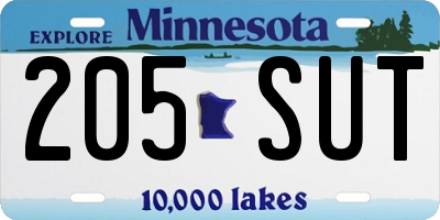 MN license plate 205SUT