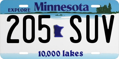 MN license plate 205SUV
