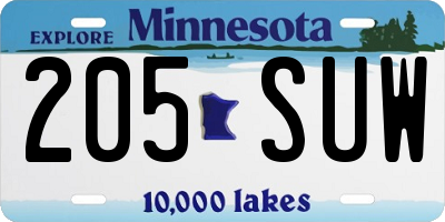MN license plate 205SUW