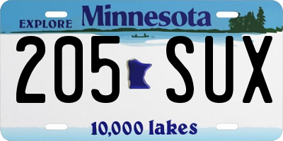 MN license plate 205SUX