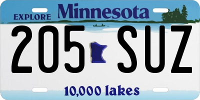 MN license plate 205SUZ