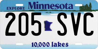 MN license plate 205SVC