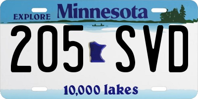 MN license plate 205SVD