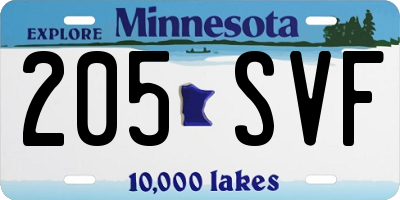 MN license plate 205SVF