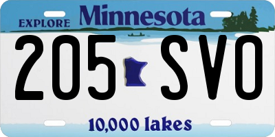 MN license plate 205SVO