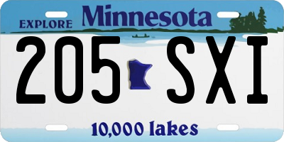 MN license plate 205SXI