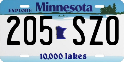 MN license plate 205SZO