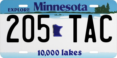 MN license plate 205TAC